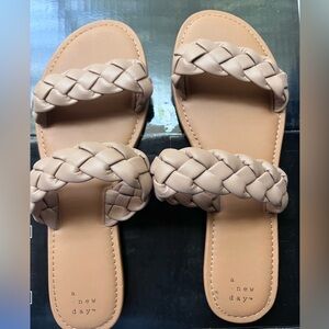 A New Day tan slides in size 11